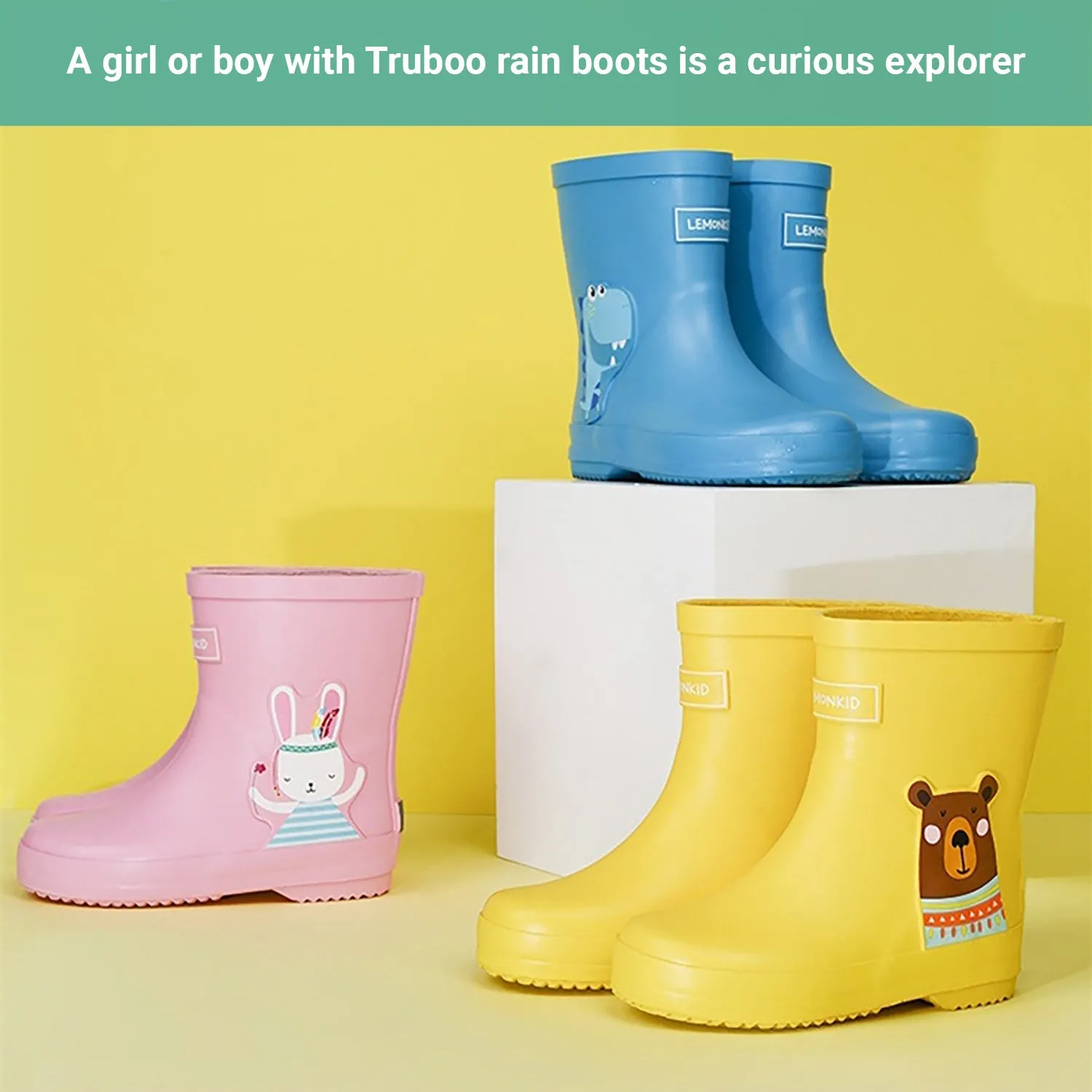 Truboo Kids Rain Boots Toddler Rubber Shoes Children Gumboots Waterproof