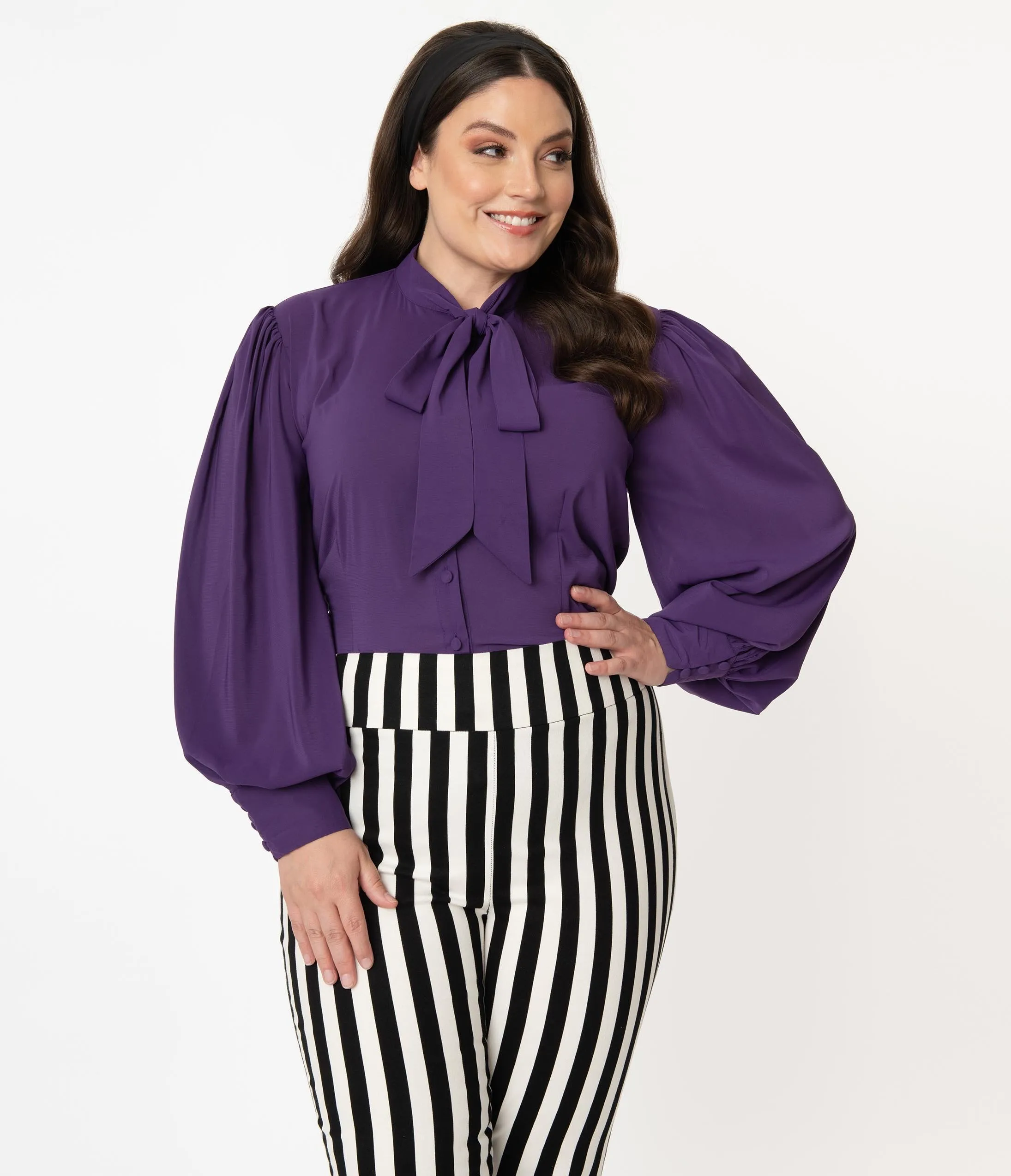 Unique Vintage Plus Size Dark Purple Gwen Blouse