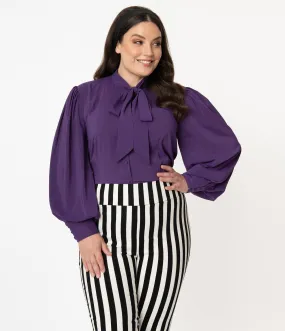 Unique Vintage Plus Size Dark Purple Gwen Blouse