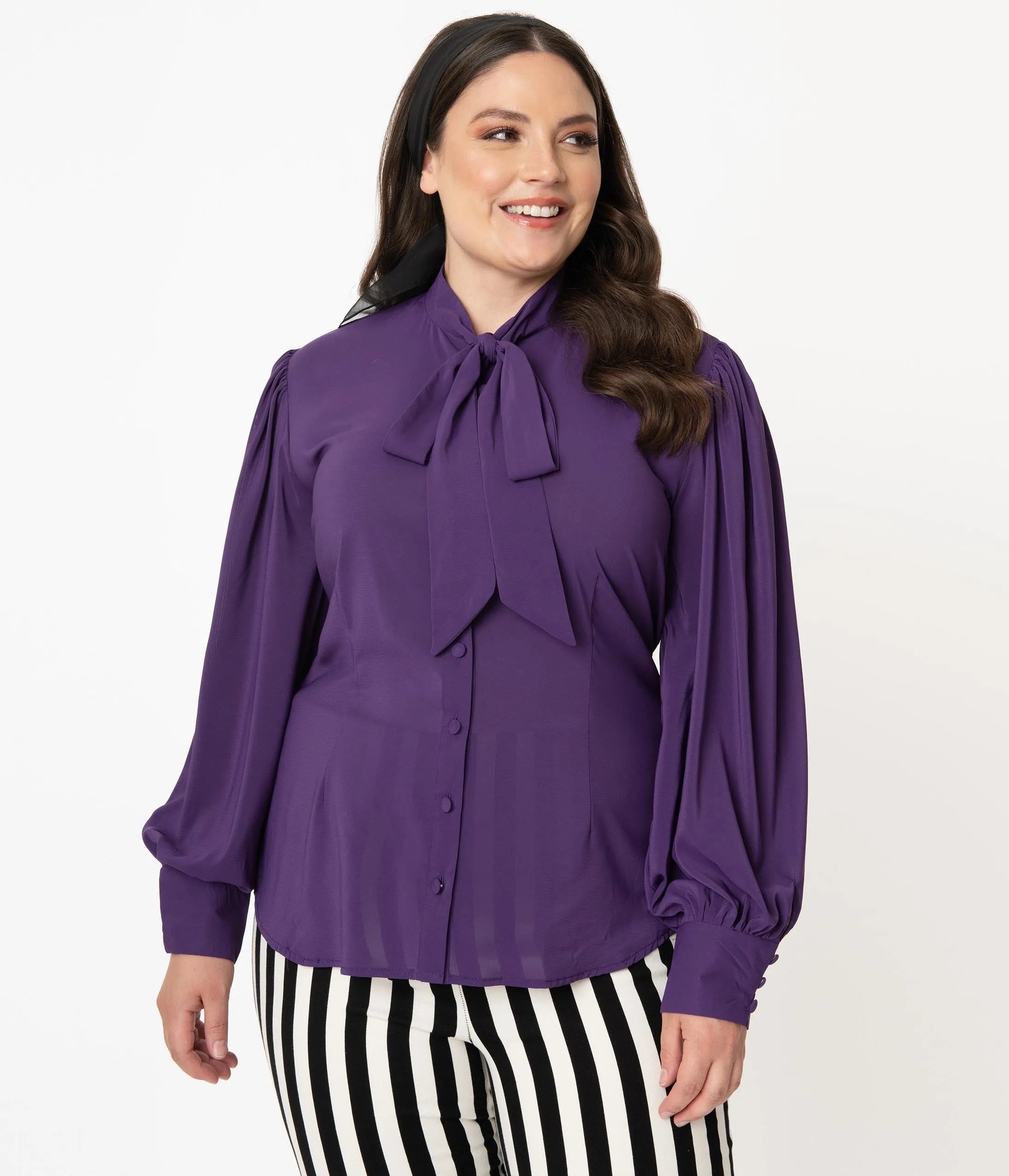Unique Vintage Plus Size Dark Purple Gwen Blouse