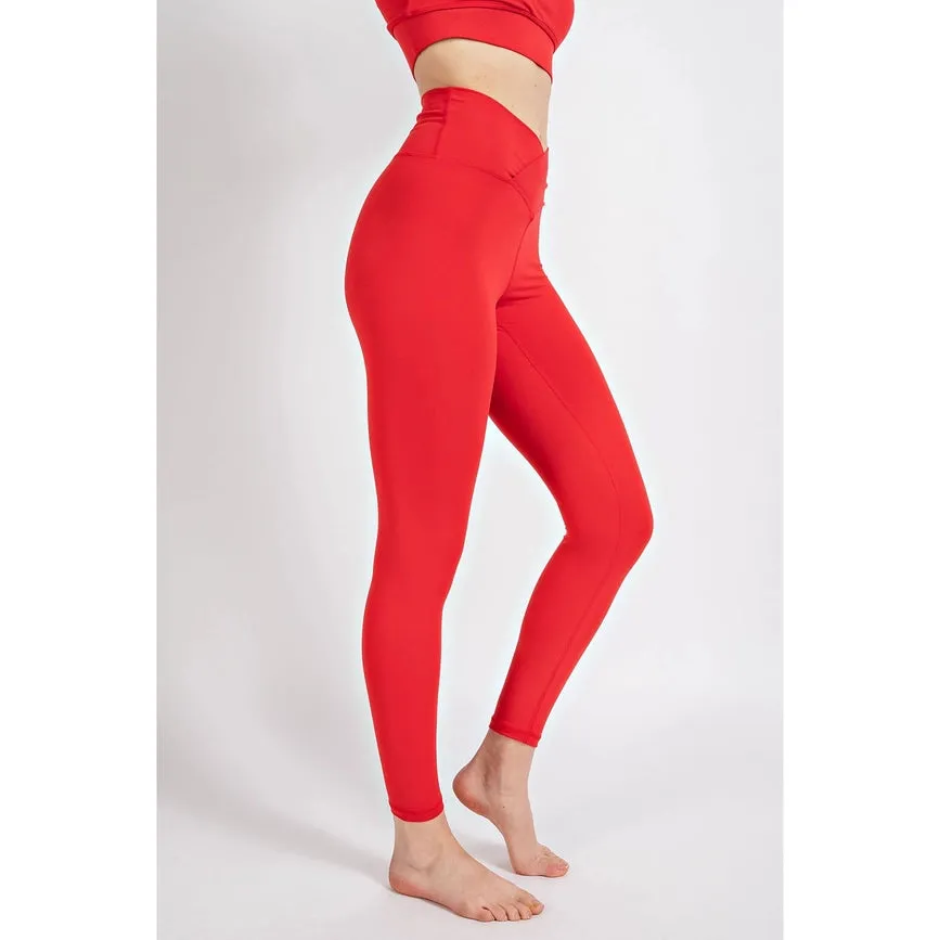 V Waist Full Length Leggings True Red