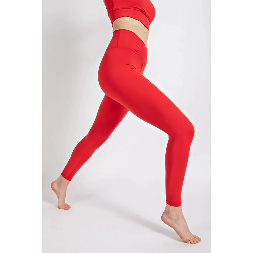 V Waist Full Length Leggings True Red