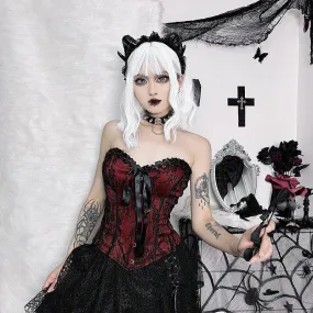 Victorian Goth Ribbon Detailed Corset Top