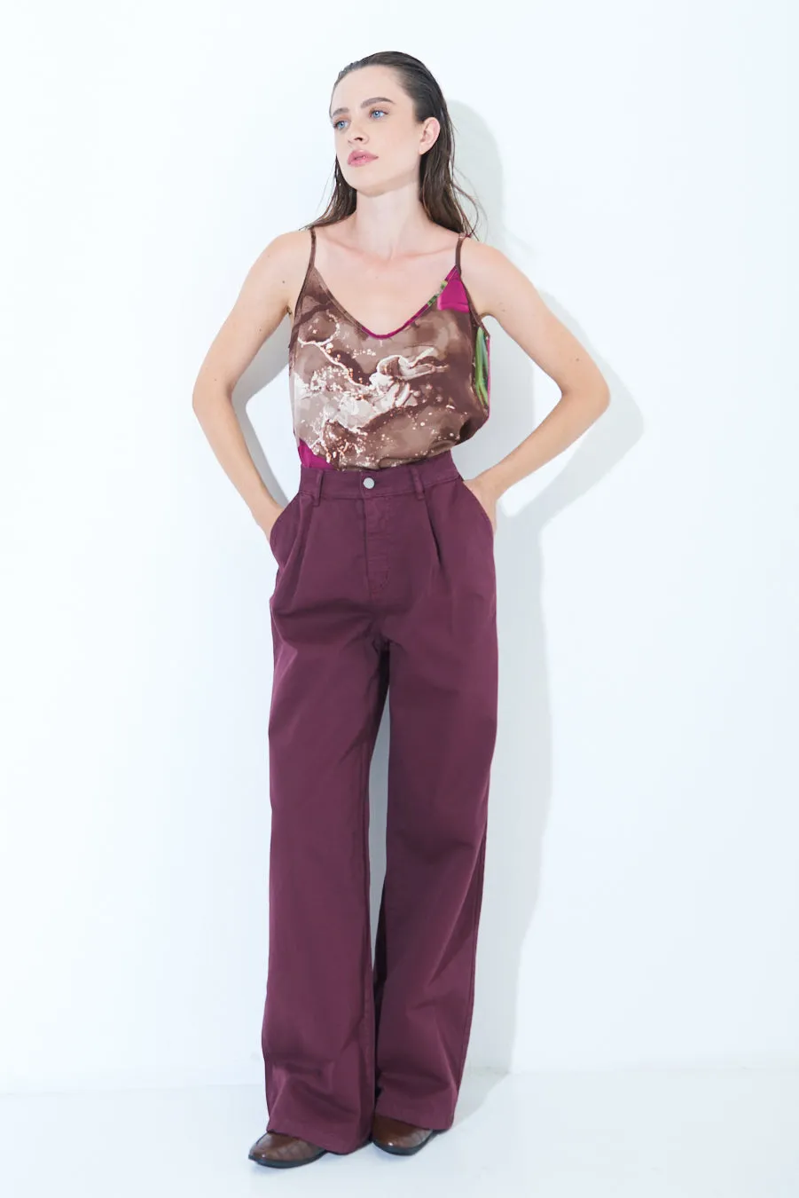 Wide-leg high-waisted trousers wholesale