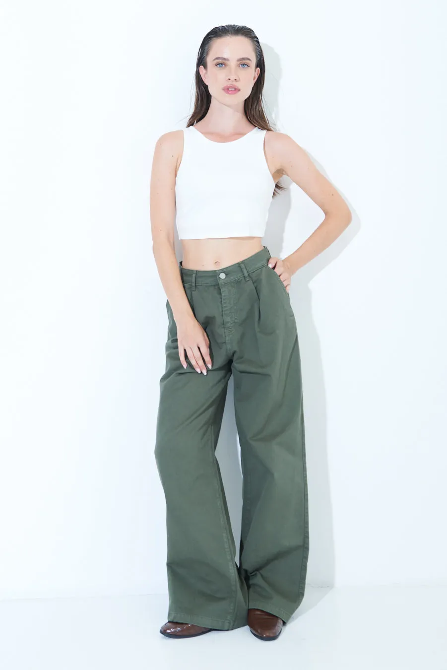 Wide-leg high-waisted trousers wholesale