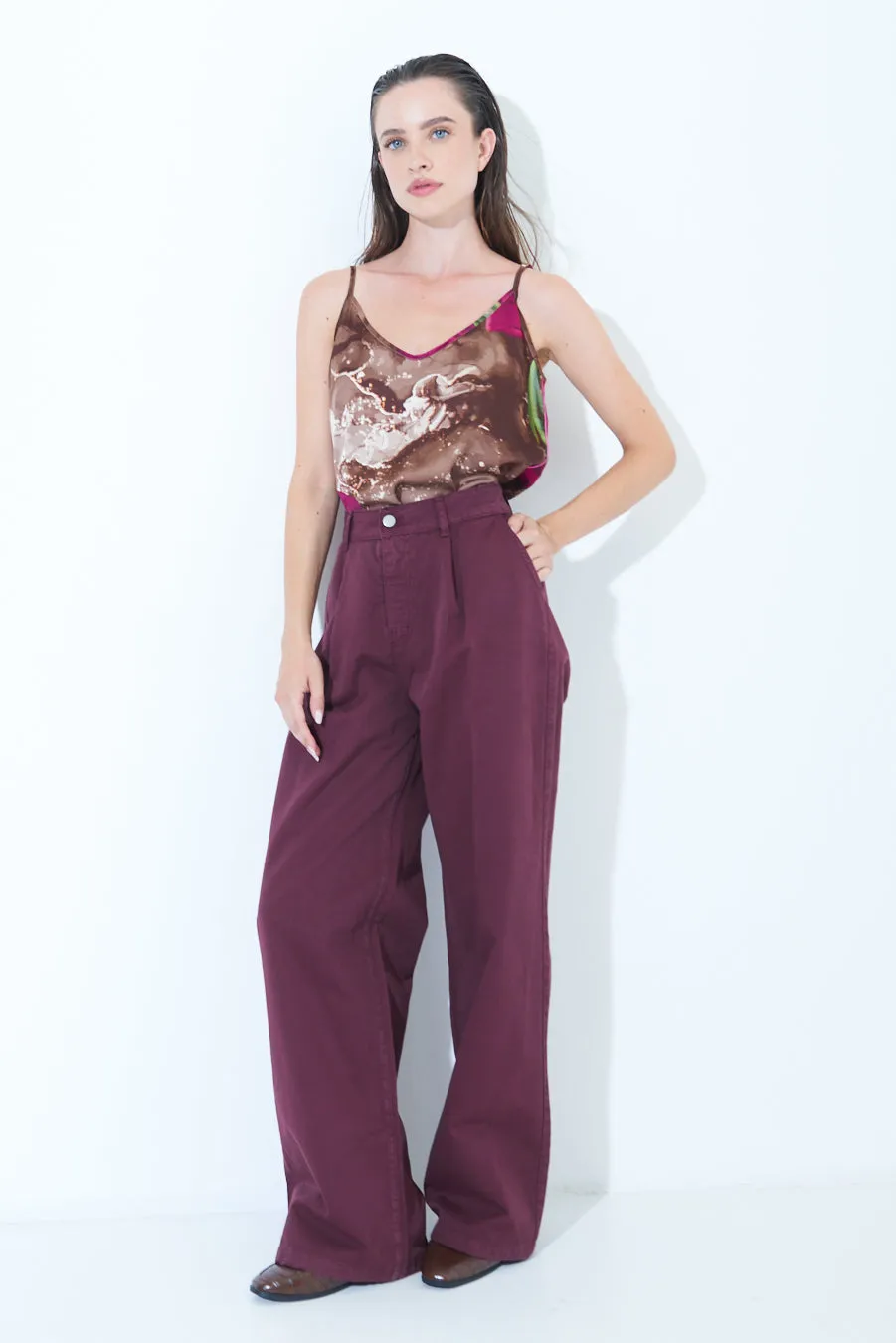 Wide-leg high-waisted trousers wholesale