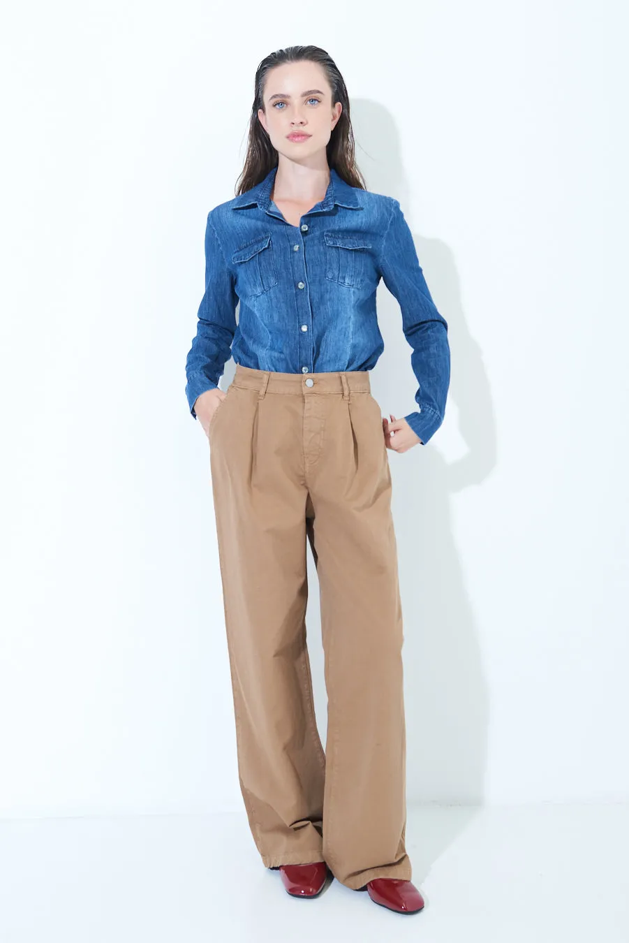 Wide-leg high-waisted trousers wholesale