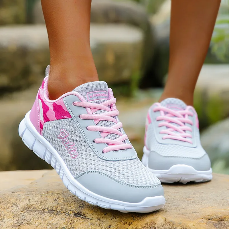 Women's Athletic Road Running Mesh Breathable Casual Sneakers Lace Up Comfort Sports Student Fashion Tennis Shoes