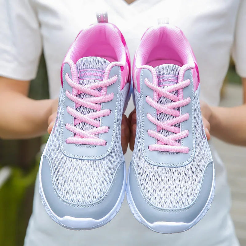 Women's Athletic Road Running Mesh Breathable Casual Sneakers Lace Up Comfort Sports Student Fashion Tennis Shoes