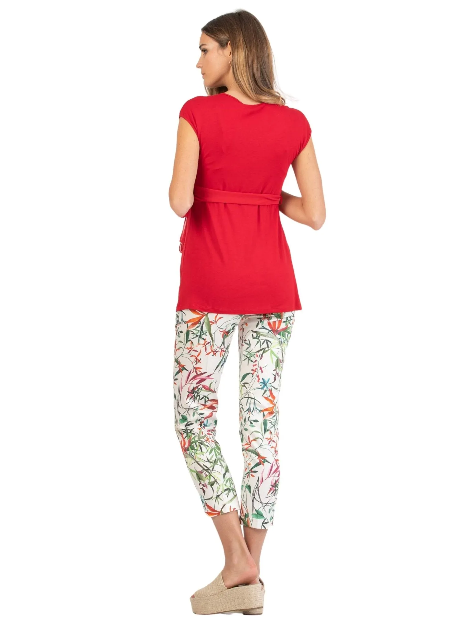 Wrap Maternity & Nursing Top with Chiffon Belt